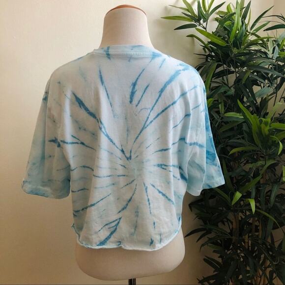 Custom Tie dye Crop top | blue spiral | S/M - Picture 4 of 4
